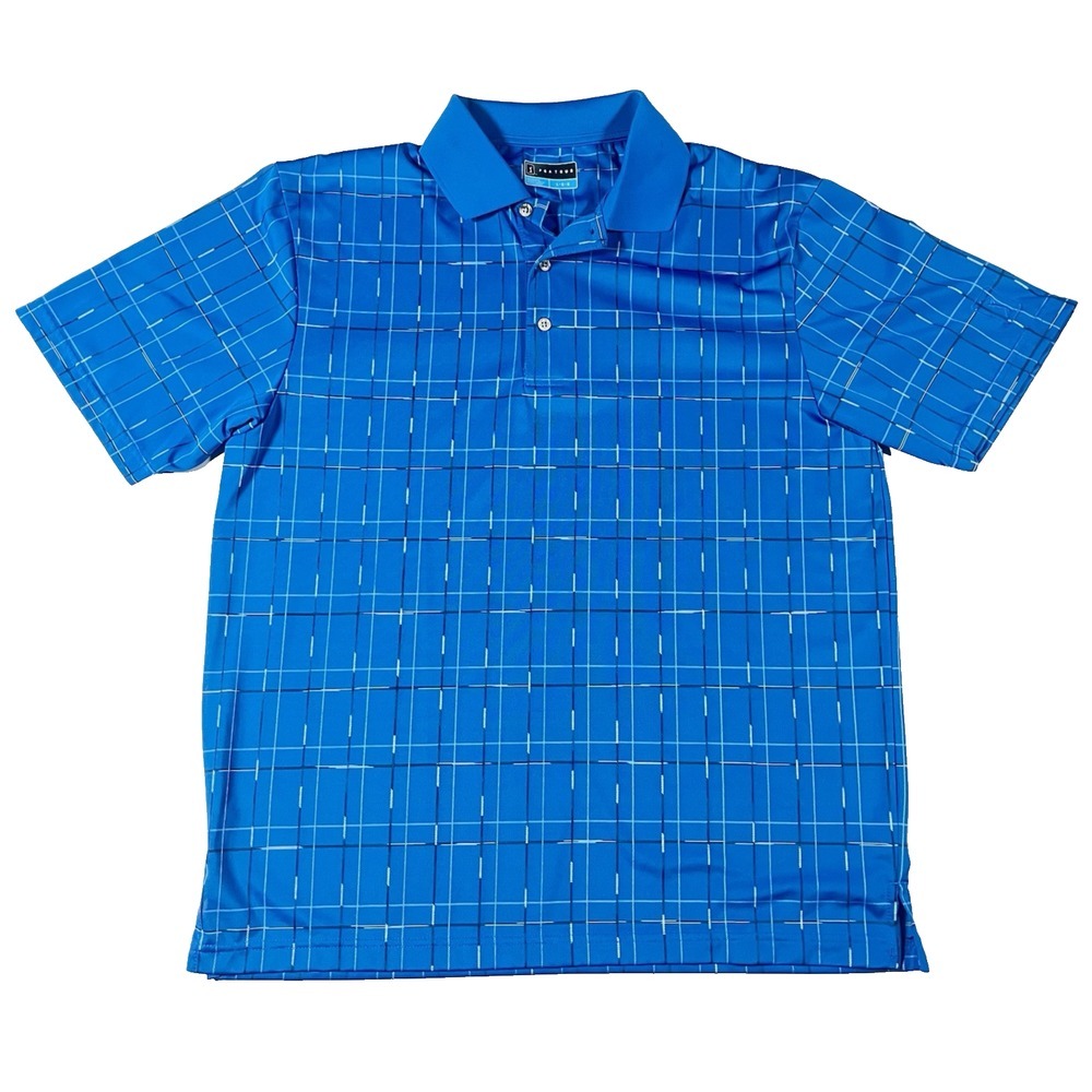 PGA Tour Mens Golf Polo Shirt Blue Black White Size Large *See Pics*